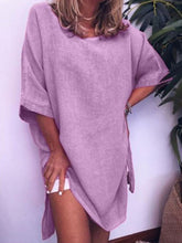 Load image into Gallery viewer, Women's Casual Slit Cotton And Linen Dress