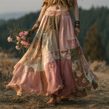 Load image into Gallery viewer, Vintage Boho Floral Patchwork Art Women's Flowing Maxi Dress