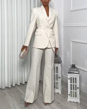 Load image into Gallery viewer, Fashionable Solid Color Laps Suit Jacket &amp; Pants Two-piece Set
