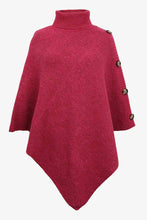 Load image into Gallery viewer, Solid Color Turtleneck Button-embellished Knitted Shawl Cape