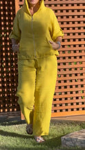 Load image into Gallery viewer, Casual Hooded Zipper Cotton and Linen Two-piece Suit