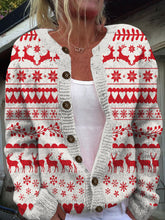 Load image into Gallery viewer, Women&#39;s Retro Christmas Style Print Cardigan