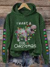 Load image into Gallery viewer, Women&#39;s I Want A Cute Hippopotamus For Christmas Holiday Gift Casual Hoodie