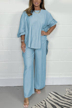 Load image into Gallery viewer, Satin crew neck casual suit