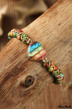 Load image into Gallery viewer, Multicolor Braided Heart Charm Bracelet