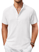 Load image into Gallery viewer, Men's Hawaiian Stand Collar Button Pocket Short Sleeve Shirt