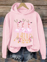 Load image into Gallery viewer, Women's Christmas Flamingo Print Casual Hoodie