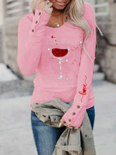 Load image into Gallery viewer, Women's Valentine's Day Shiny Love Heart Wine Glass Long Sleeve T-Shirt