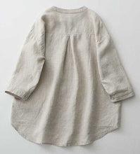 Load image into Gallery viewer, Casual Linen Stand Collar Three-quarter Sleeve Loose Shirt