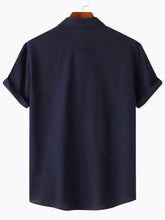 Load image into Gallery viewer, Men's Cotton And Linen High Quality Striped Pocket Short Sleeve Shirt