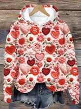 Load image into Gallery viewer, Valentine's Day Heart Flower Print Graphic Cozy Knit Sweater