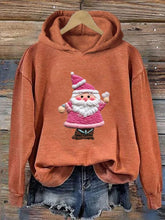 Load image into Gallery viewer, Women&#39;s Pink Santa Print Hoodie