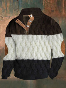 Men'S Contrast Color Sweater Casual Pullover