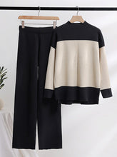 Load image into Gallery viewer, Women's Colorblock Slit Sweater Wide Leg Pants Casual Matching Set