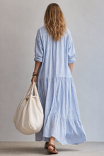 Load image into Gallery viewer, Blue Stripe Relaxed Shirt Maxi Dress