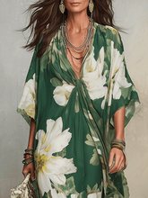 Load image into Gallery viewer, Emerald Bloom Flowing Bohemian Maxi Dress