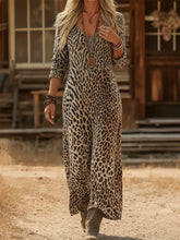 Load image into Gallery viewer, Women'S Casual V-Neck Color-Block Printed Long-Sleeved Dress