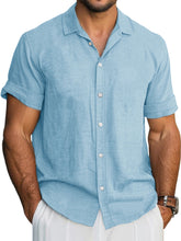 Load image into Gallery viewer, Men's Hawaiian Solid Lapel Short Sleeve Shirt