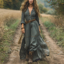 Load image into Gallery viewer, Women's Vintage V-neck Bohemian Pastoral Style Long-sleeve Maxi Long Dress