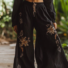 Load image into Gallery viewer, Bohemian Holiday Style Retro Linen Floral Ethnic Totem Print Casual Pants