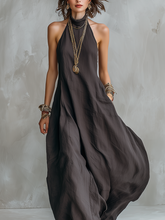 Load image into Gallery viewer, Charcoal Gray Bohemian Style Off The Shoulder Loose Maxi Dress