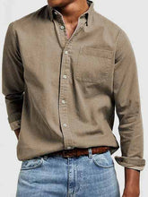 Load image into Gallery viewer, Men's Vintage Washed 100% Cotton Long Sleeve Pocket Shirt