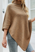 Load image into Gallery viewer, Solid Color Turtleneck Button-embellished Knitted Shawl Cape