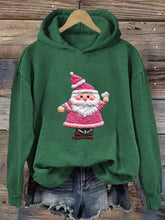 Load image into Gallery viewer, Women&#39;s Pink Santa Print Hoodie