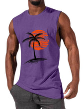 Load image into Gallery viewer, Men's Comfortable Solid Color Hawaiian Coconut Sleeveless Print T-shirt