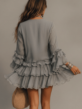 Load image into Gallery viewer, Soft Ash Boho Ruffle Mini Dress