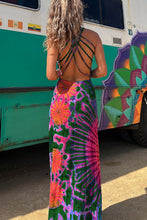 Load image into Gallery viewer, Barbie La Bamba Tie-dye Print Back Lace-up Stretch Maxi Dress