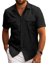 Load image into Gallery viewer, Men's Summer Breathable Double Pocket Solid Color Casual Short Sleeve Shirt