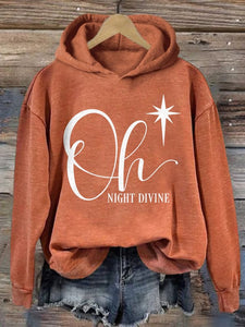 Women's Christmas Oh Night Divine Printed Casual Hoodie