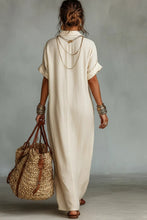 Load image into Gallery viewer, Women's Minimalist Linen Blend Short-sleeved Shirt Maxi Dress