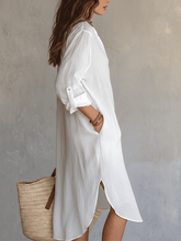 Load image into Gallery viewer, Boho Relaxed Day Quiet Nomad White Midi Dress