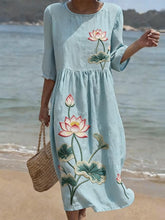 Load image into Gallery viewer, Women's Casual Floral Print Round Neck Dress