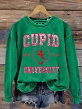 Load image into Gallery viewer, Valentine's Day Cupid University Print Casual Sweatshirt