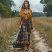 Load image into Gallery viewer, Women's Vintage V-neck Bohemian Pastoral Style Long-sleeve Maxi Long Dress