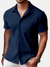Load image into Gallery viewer, Men's Daily Simple Cotton And Linen Solid Color Short-sleeved Shirt