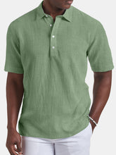 Load image into Gallery viewer, Men's Summer Casual Lapel Solid Color Short Sleeve Shirt