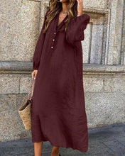 Load image into Gallery viewer, Women's Long Sleeve V-neck Solid Casual Dress