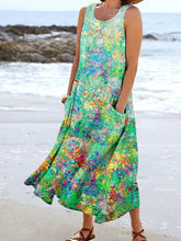 Load image into Gallery viewer, Women's Floral Art Print Pocket Casual Resort Comfort Maxi Dress