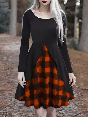 Women's Plaid Long Sleeve Casual Dress