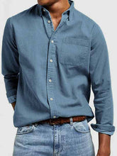 Load image into Gallery viewer, Men's Vintage Washed 100% Cotton Long Sleeve Pocket Shirt