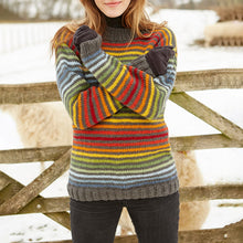 Load image into Gallery viewer, Vintage Rainbow Stripe Knit Jacquard Crew Neck Sweater（Unisex）