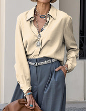 Load image into Gallery viewer, Elegant Solid Color Lapel Casual Long Sleeve Shirt