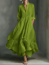 Load image into Gallery viewer, Women's White Long-sleeved Ruffled Maxi Dress