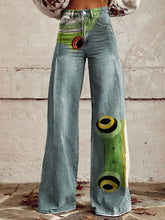 Load image into Gallery viewer, Women's Vintage Two Cartoon Frogs Art Print Casual Wide Leg Pants