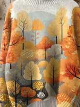 Load image into Gallery viewer, Vintage Lovely Floral Art Print Knit Turtleneck Pullover Sweater