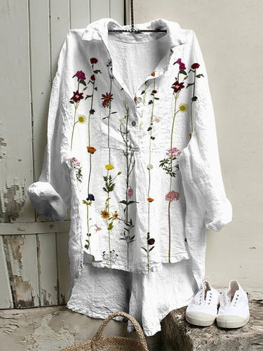 Women's Watercolor Floral Print Casual Shirt